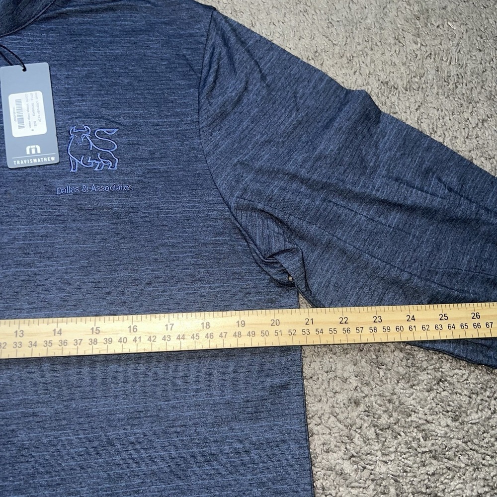 NWT Travis Mathew Men's Size Medium Indigo Striped Lightweight Quarter Zip - Picture 6 of 7